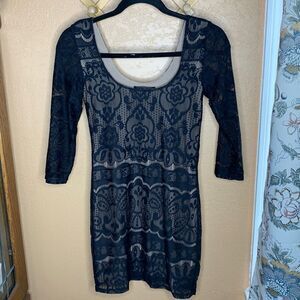 H&M Black Label Lined Lace BodyCon Dress Size XS